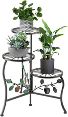 N.B.Y. front view of 3-tier plant stand showing organized pots and stylish display