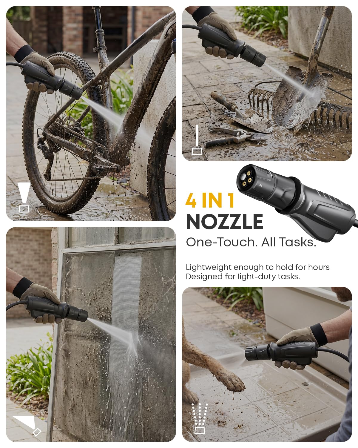 NCOEN in use rinsing a muddy bicycle, fast removal of dirt and grime