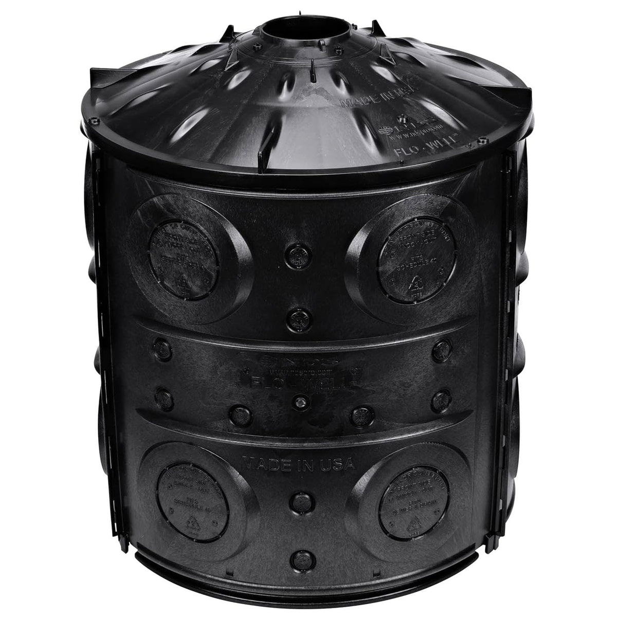 NDS Flo-Well front assembled view showing compact detention and quick install benefit