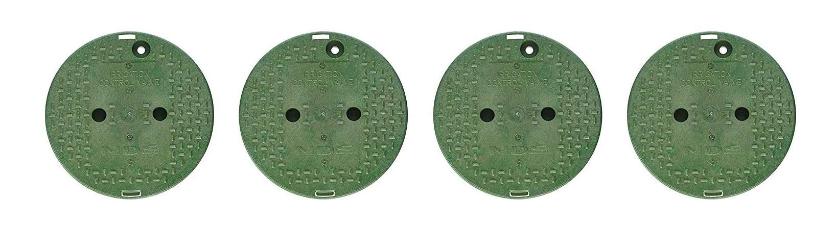 NDS green round valve box cover front view showing tight fit and protection