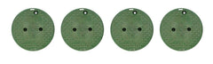 NDS green round valve box cover front view showing tight fit and protection