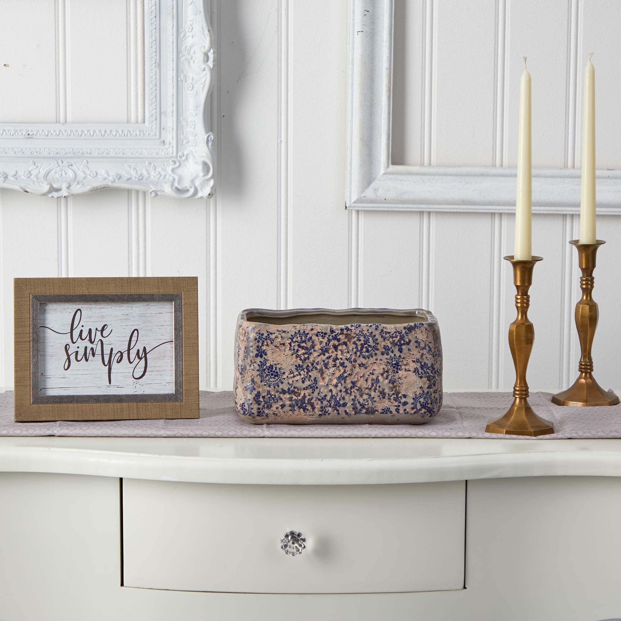 Nearly Natural styled tabletop with faux flowers showing scale and decorative impact
