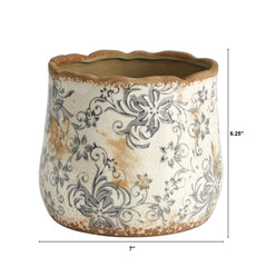 Nearly Natural close-up of floral scroll pattern highlighting artisanal ceramic detail