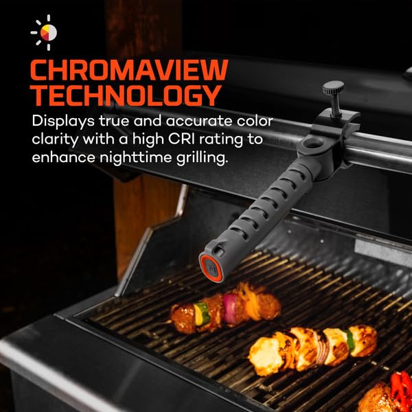 NEBO Grilla Light magnetic base attached to grill for secure hands-free lighting