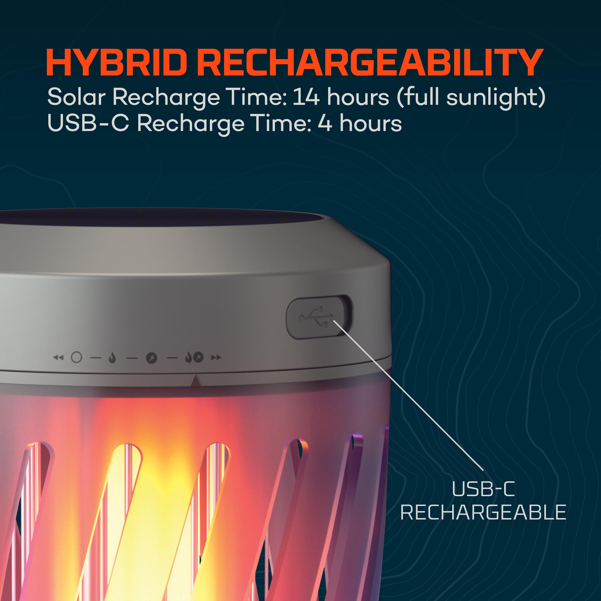 NEBO lantern glowing on patio demonstrating ambient light and pest reduction