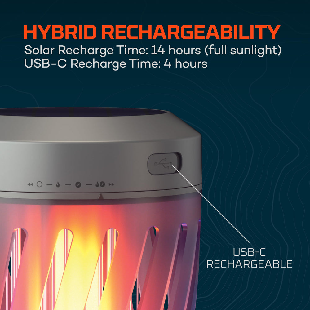 NEBO lantern glowing on patio demonstrating ambient light and pest reduction