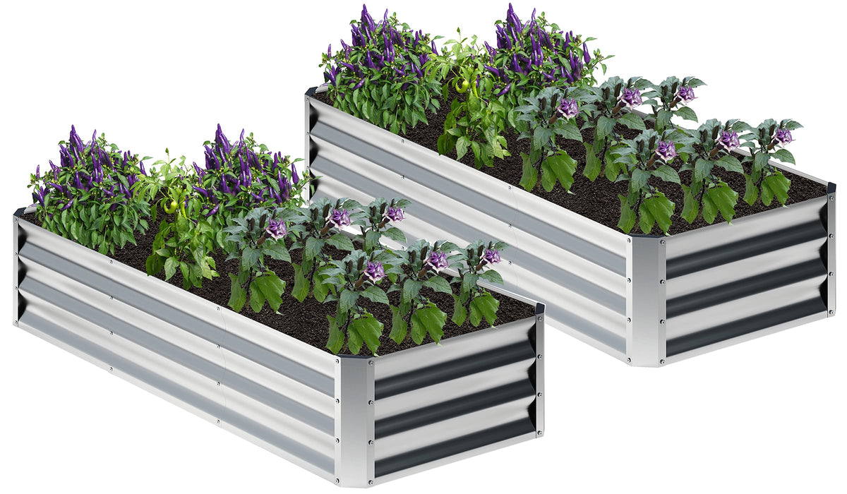 Nedenyou front assembled raised bed showing sturdy metal planter and organized planting