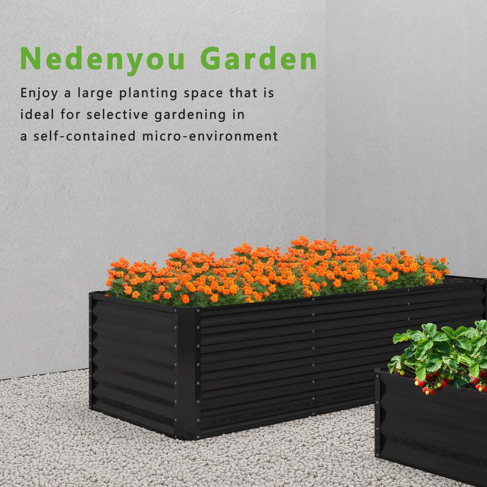 Nedenyou person planting vegetables in the metal bed showing ergonomic gardening benefit