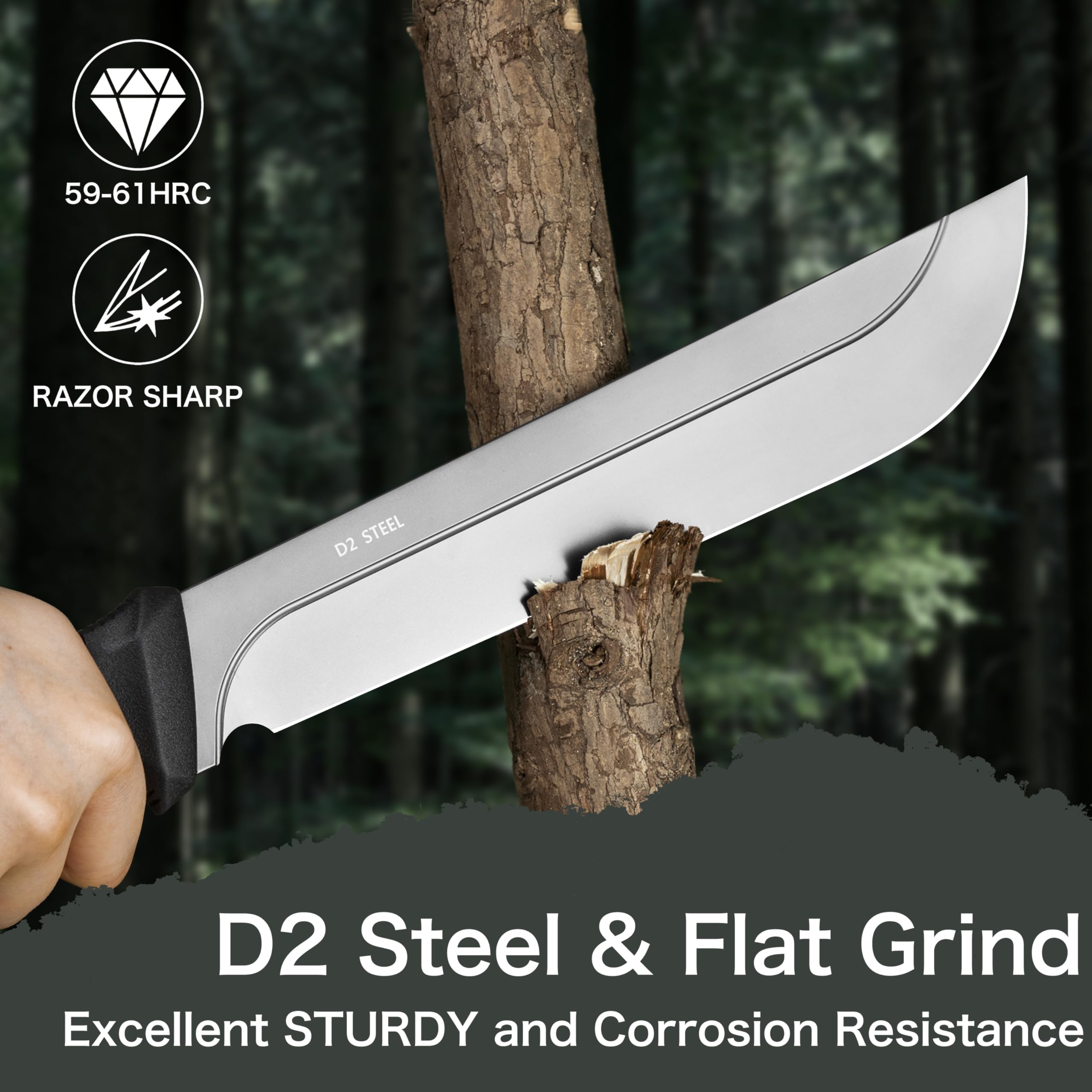 NedFoss machete handle closeup with ergonomic grip for comfortable control