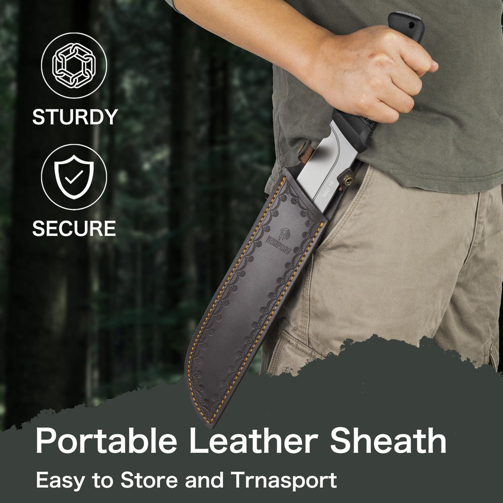 NedFoss machete clearing brush in outdoor use for effective yard work