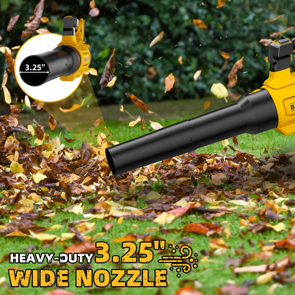 Nelhalt blower clearing driveway debris quickly for faster cleanup