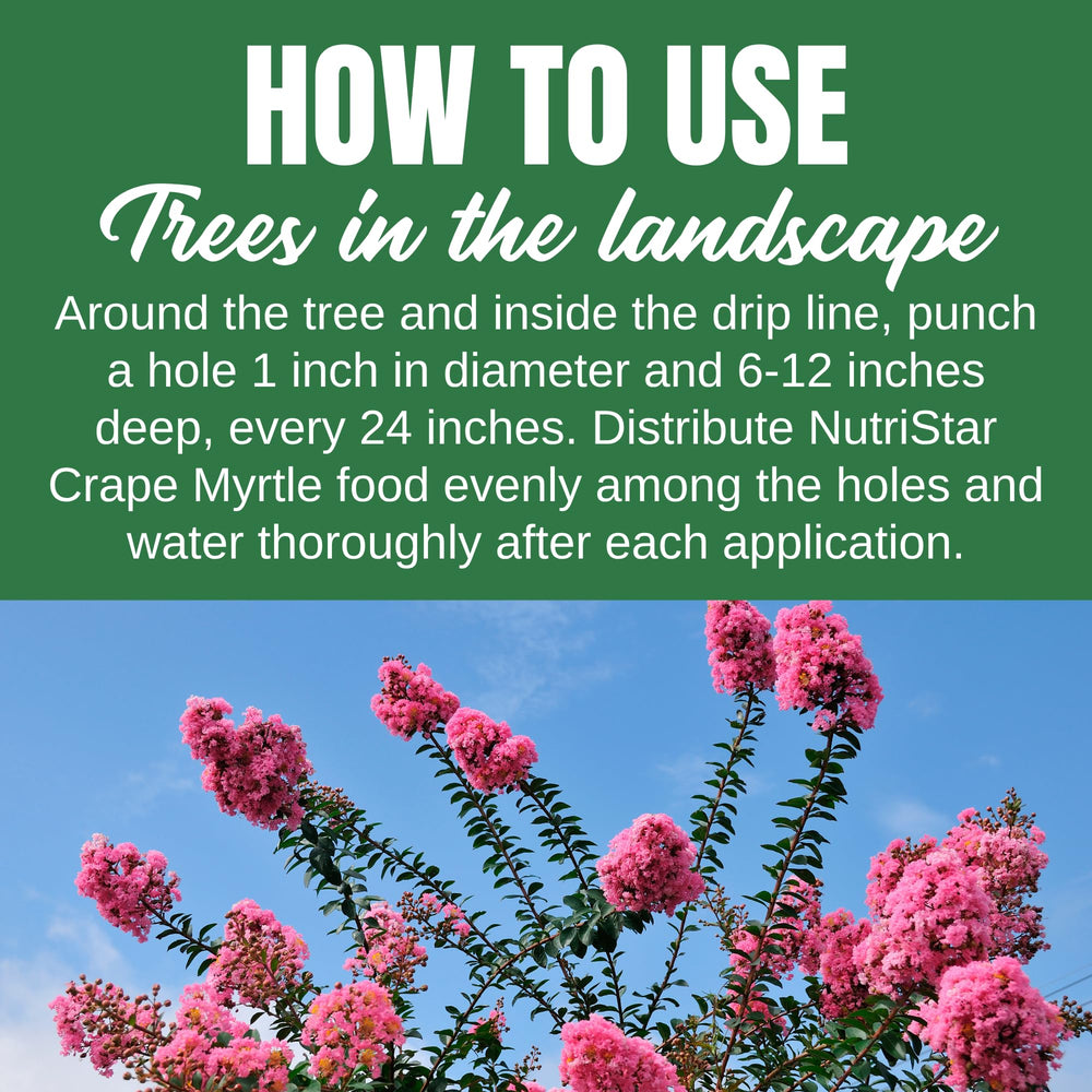 Nelson NutriStar applied to an in-ground flowering tree illustrating landscape use and larger blooms