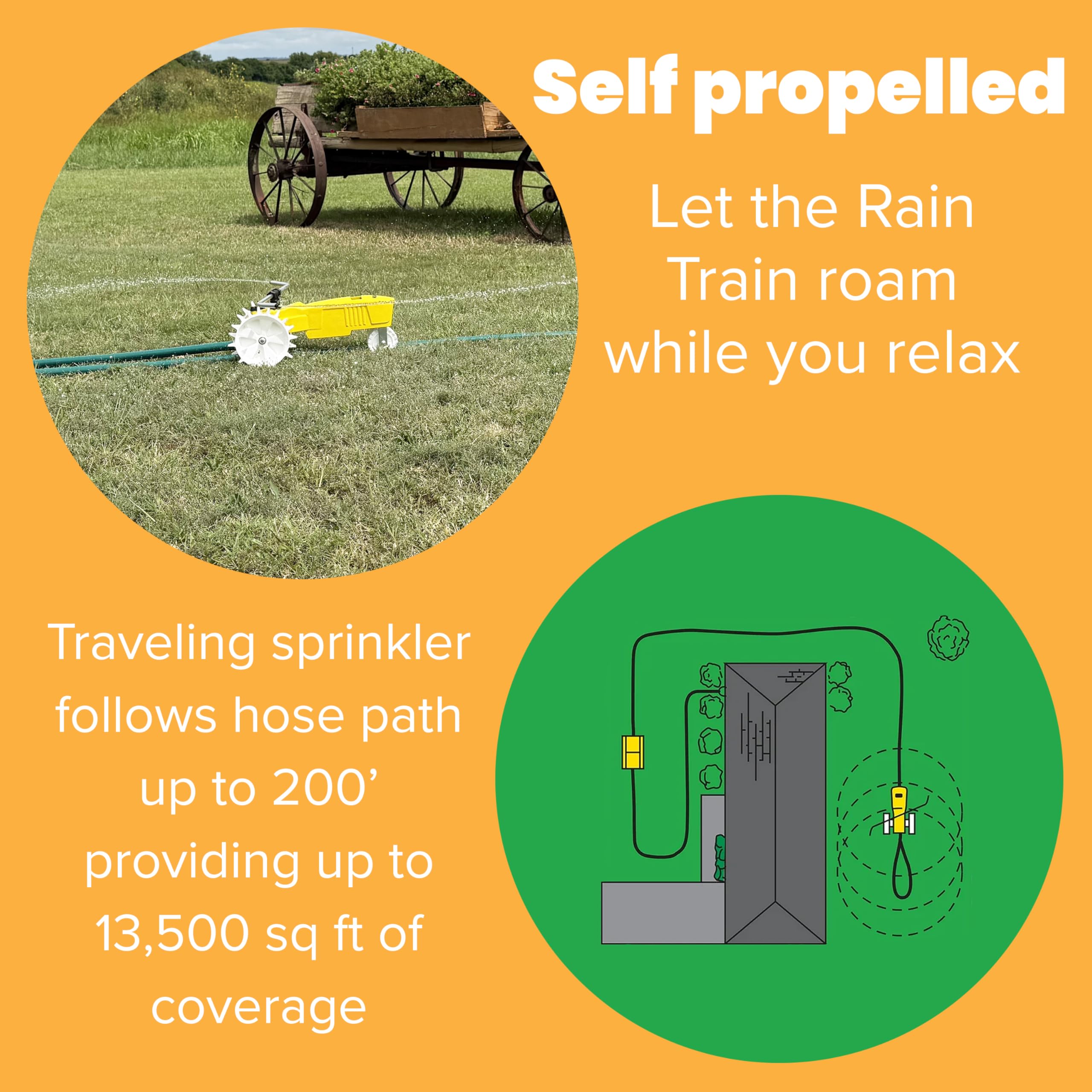 Nelson Rain Train close-up of adjustable spray arms for precise coverage control