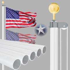 NELXINJO 25ft flag pole assembled showing full height and curb appeal