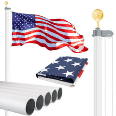 NELXINJO full-height flagpole front view showing sturdy installation benefit