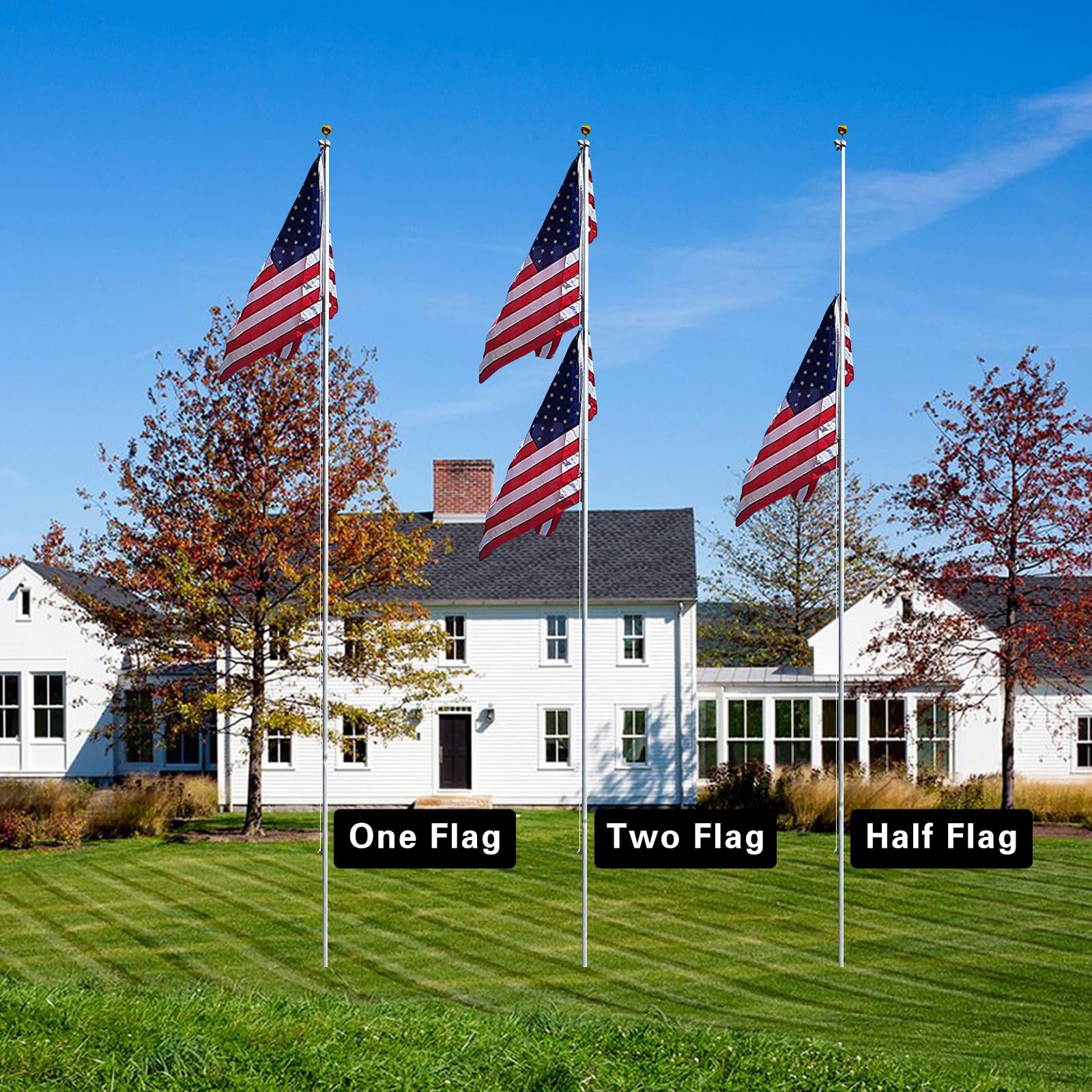 NELXINJO 3x5 US flag flying on pole demonstrating high visibility benefit