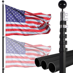NELXINJO flag pole front view showing durable anodized finish and height