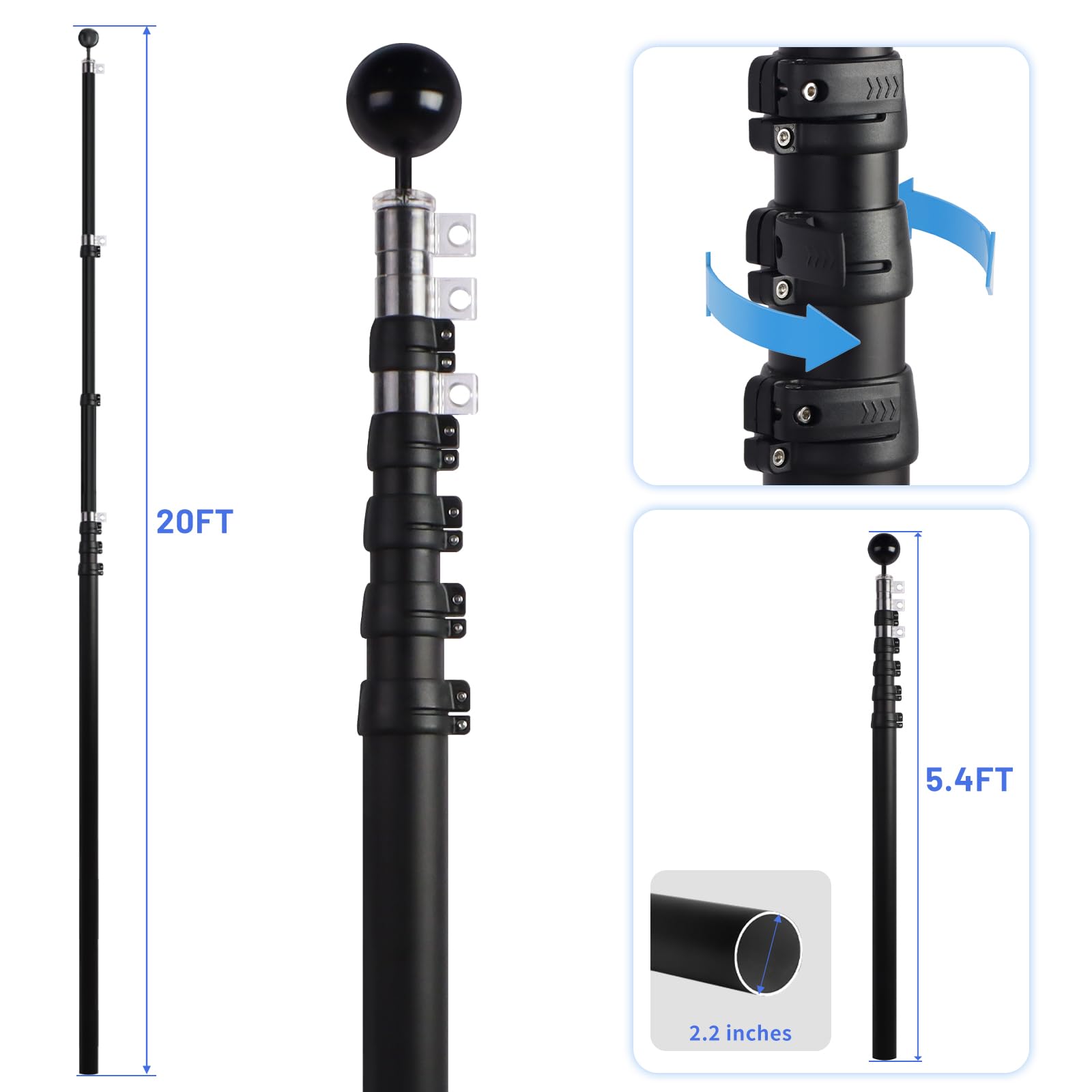 NELXINJO 18-inch PVC sleeve detail for fast mounting and stable base