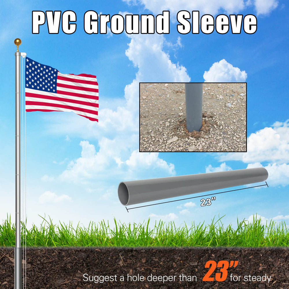 NELXINJO pole set in PVC sleeve showing stable ground installation benefit