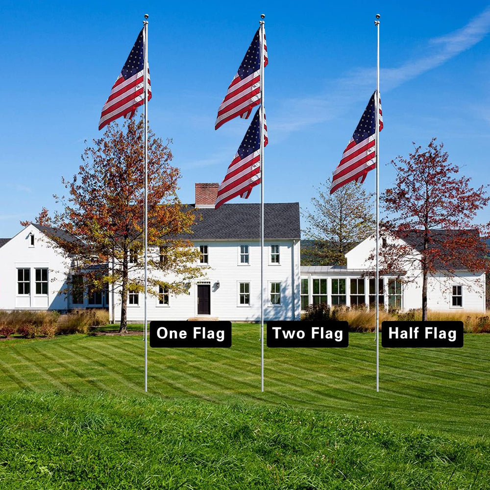 NELXINJO flagpole flying 3x5 US flag in yard conveying a clear patriotic display