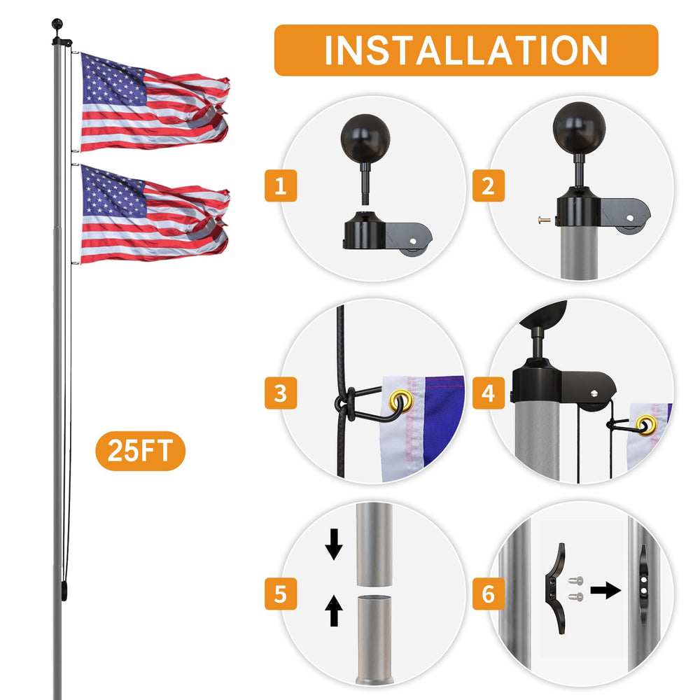 NELXINJO pole and flag installed in yard showing scale and professional presentation