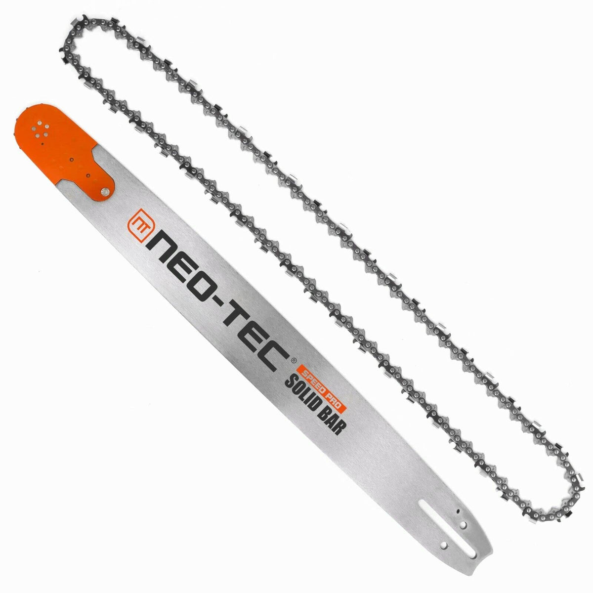 NEO-TEC 36-inch guide bar front view showing fit and strength benefit