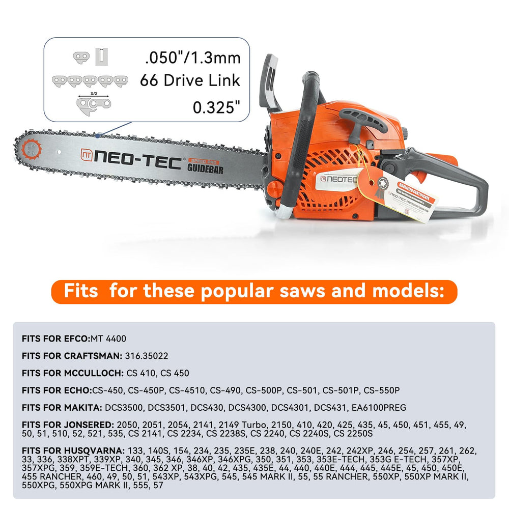 NEO-TEC side profile of semi-chisel chain teeth for balanced speed and durability