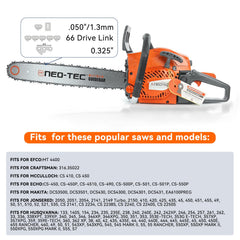 NEO-TEC side profile of semi-chisel chain teeth for balanced speed and durability