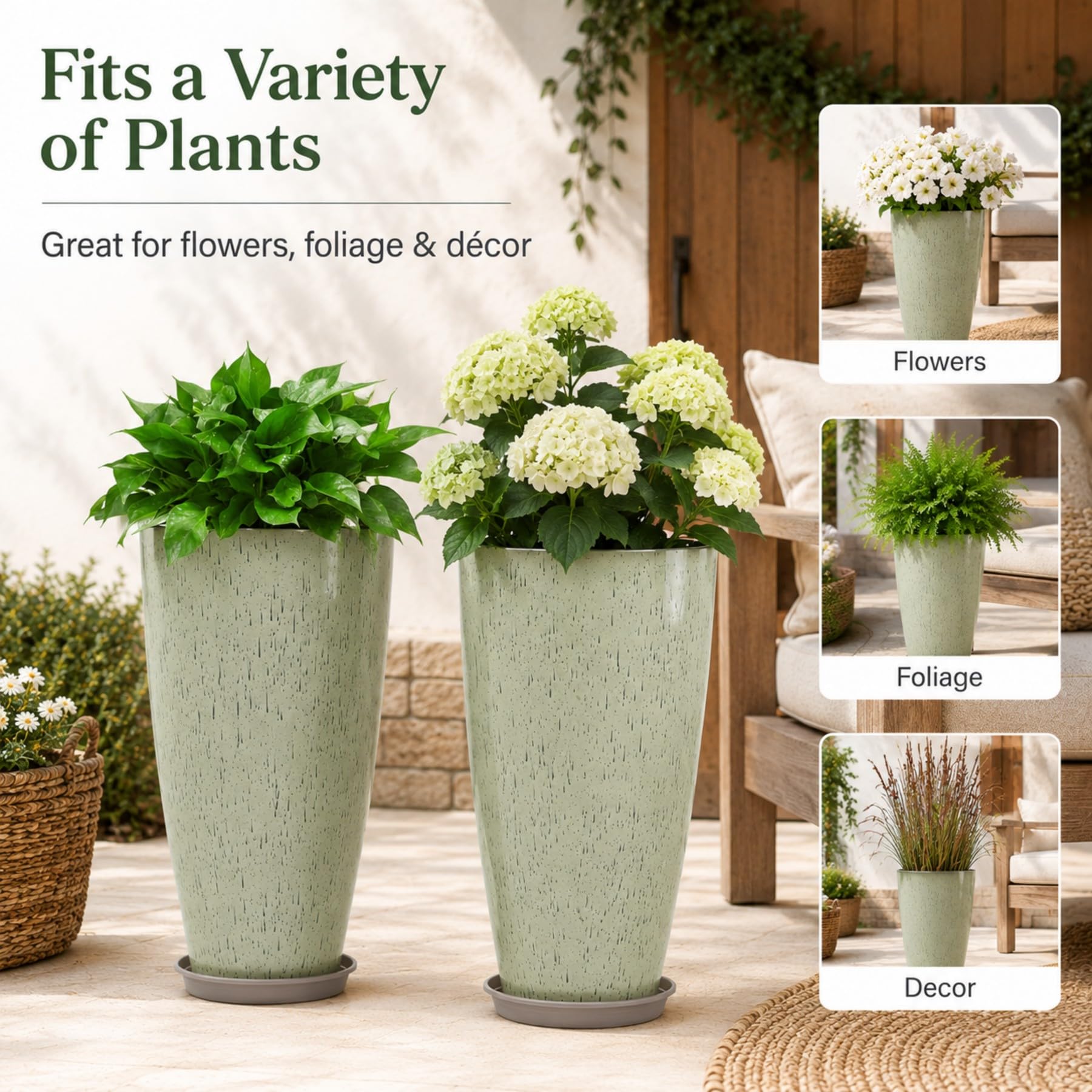 Neoaider indoor living room styling with tall planter adding vertical greenery and style