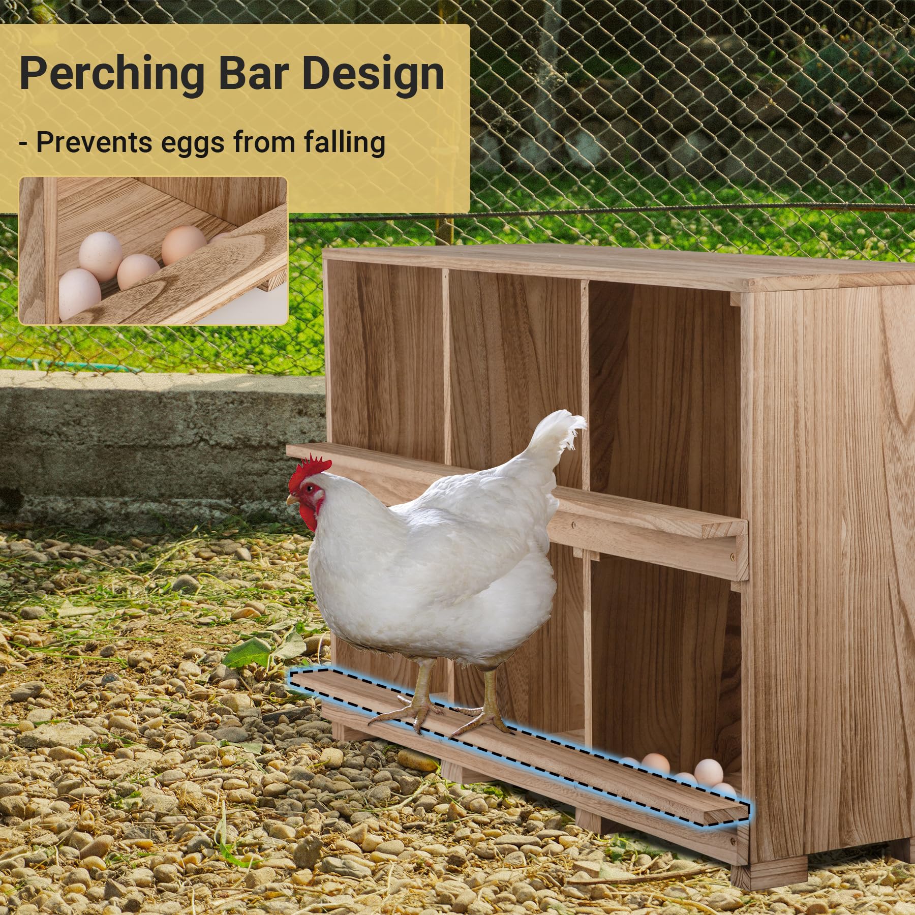 Neoaider mounted in a coop for tidy space-saving and easy egg collection