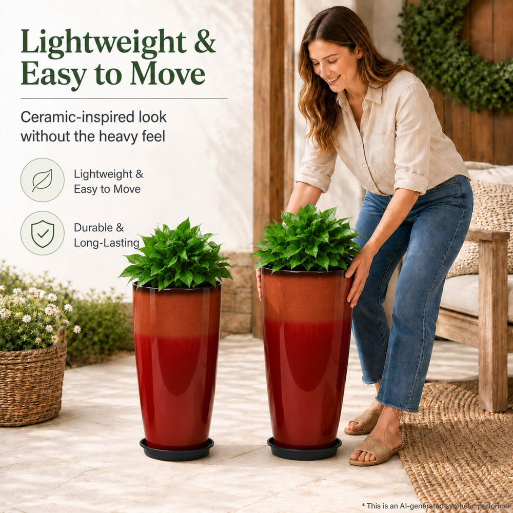 Neoaider paired set styled with mixed plants showing dramatic visual impact