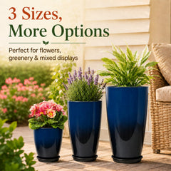 Neoaider 12-inch planter detail revealing smooth interior for easy potting