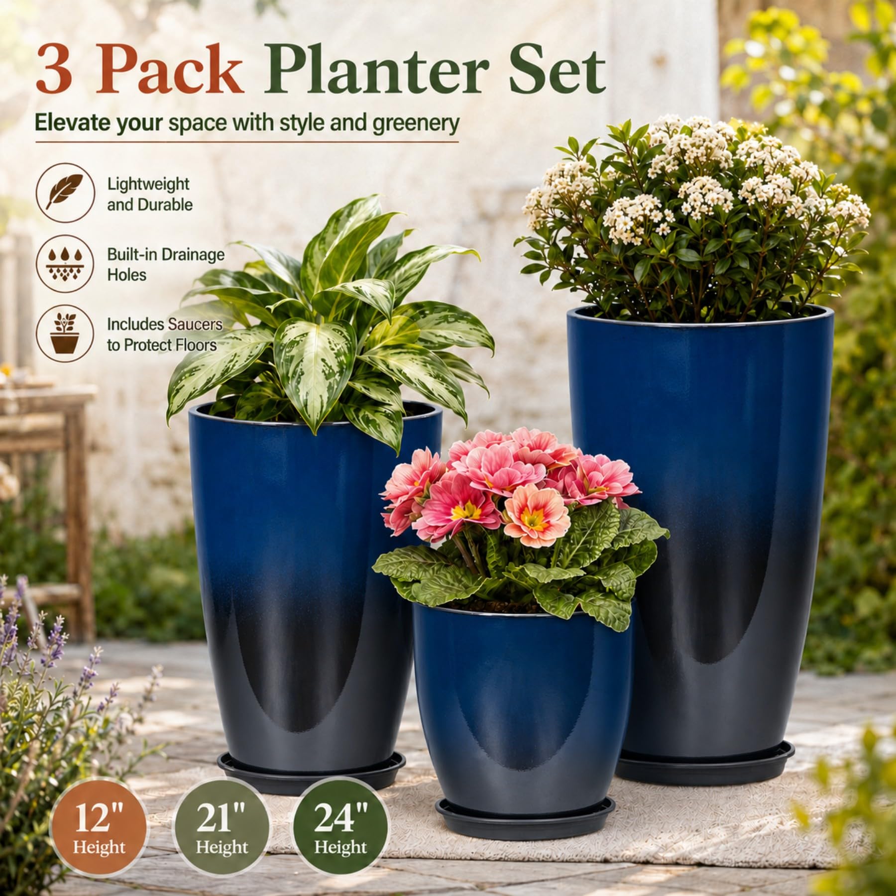 Neoaider close-up of 24-inch planter rim highlights sturdy edge and elegant profile