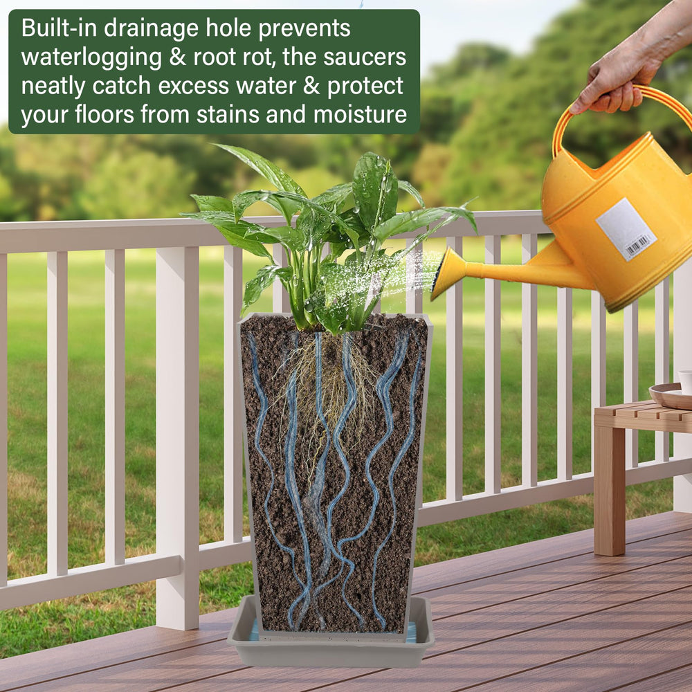 Neoaider planter beside chair showing 21-inch scale and placement benefit
