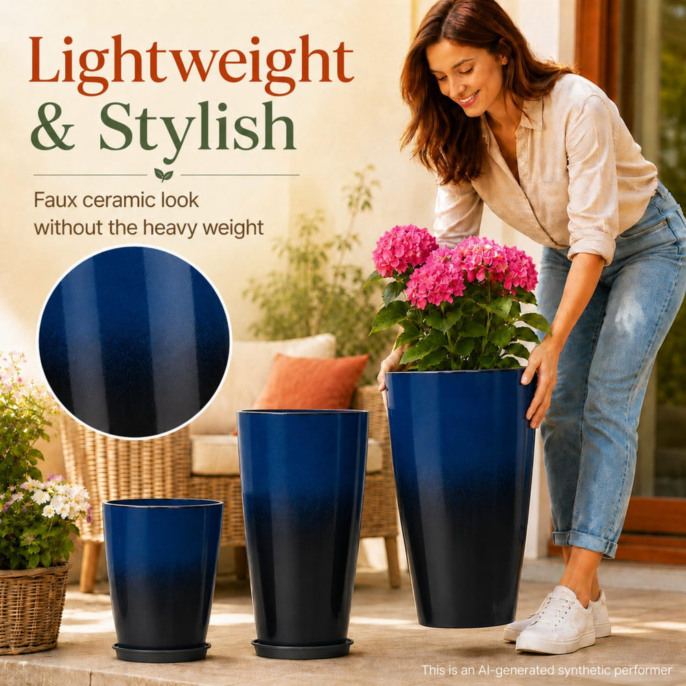 Neoaider hands holding planter showing lightweight construction for easy moving