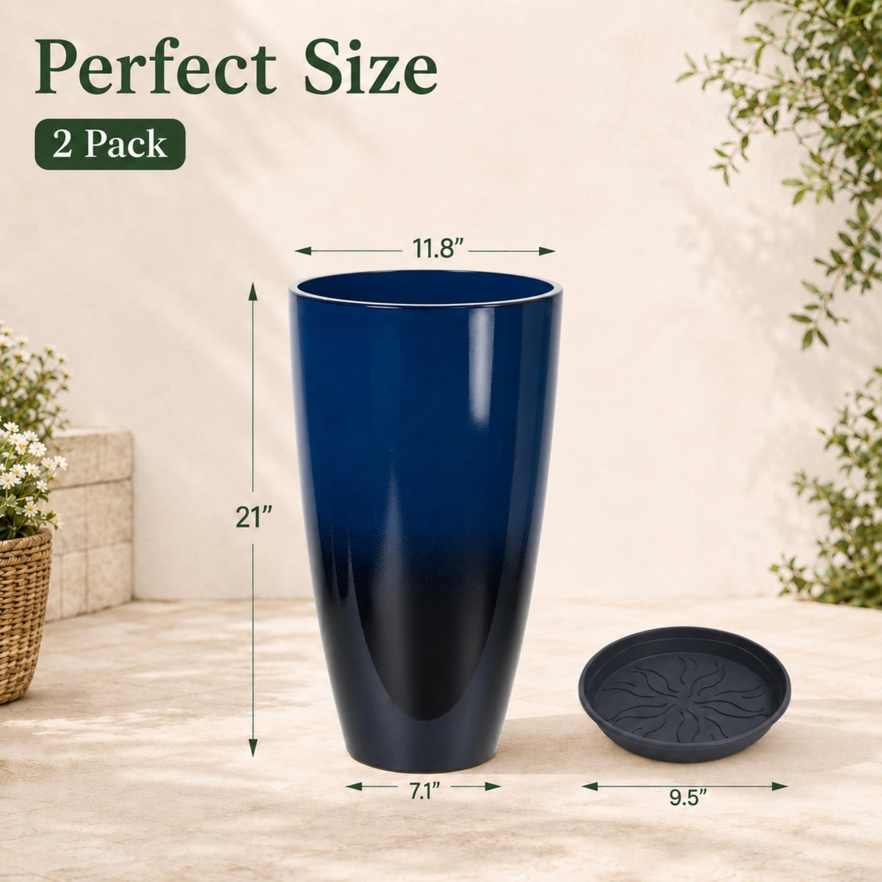 Neoaider planter with leafy shrub in use adding greenery and vertical interest