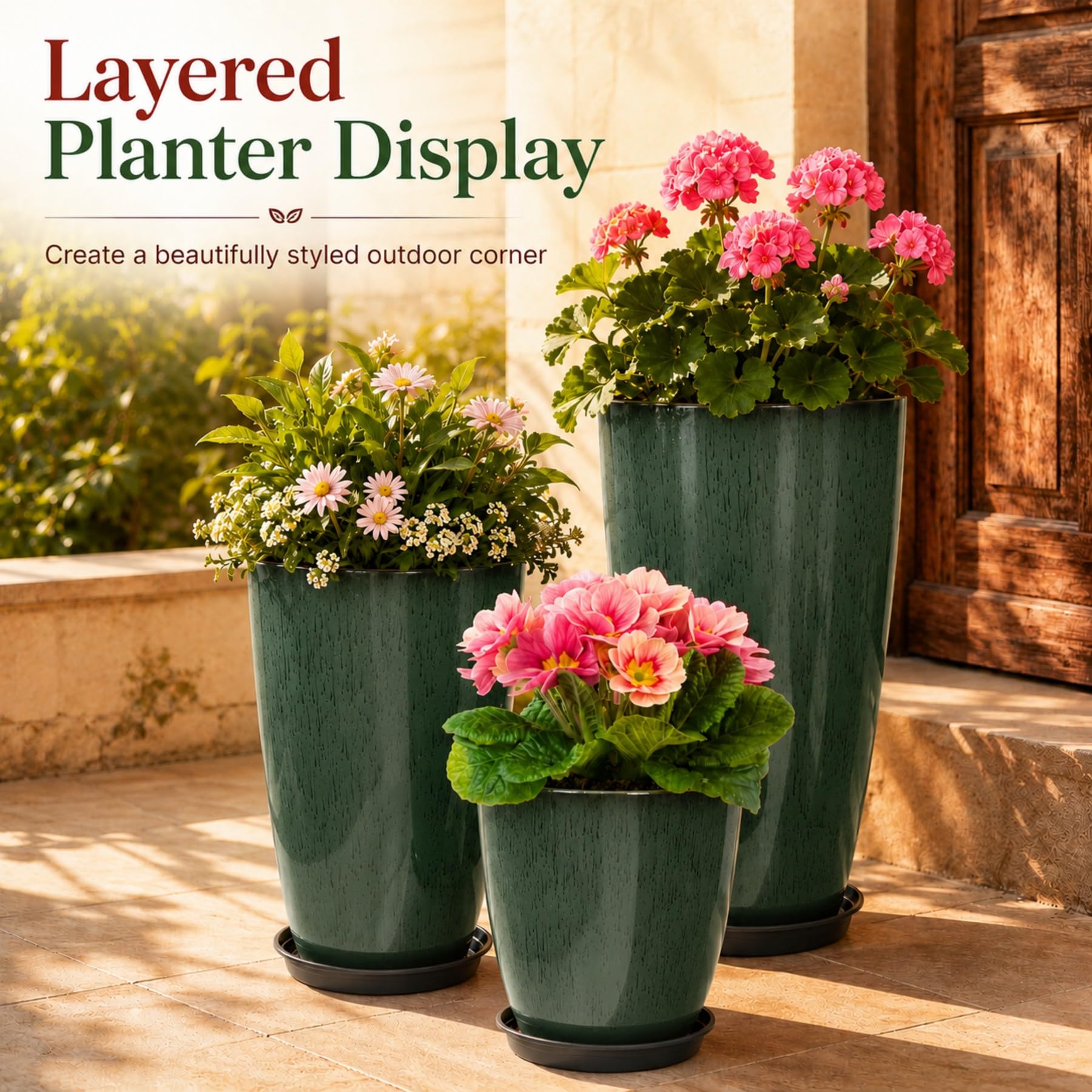 Neoaider planters next to chair showing scale for styling and placement