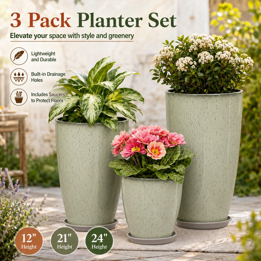 Neoaider 24-inch planter close-up highlighting tall focal planting benefits