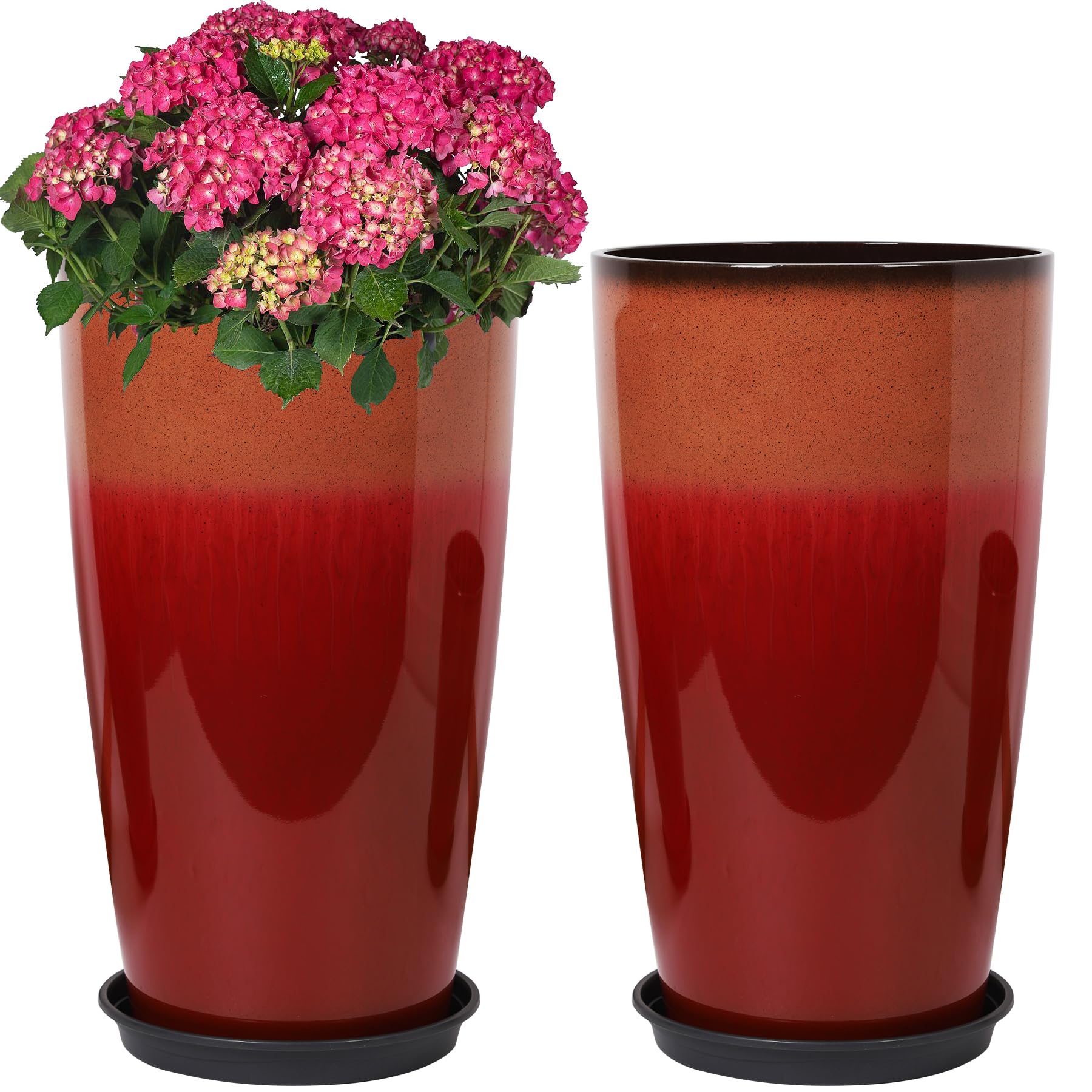 Neoaider tall planter front view showing bold red color and curb appeal