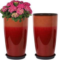 Neoaider tall planter front view showing bold red color and curb appeal