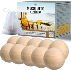 NeoAxisGlo front packaging showing 10 plant-based mosquito repellent balls and benefits