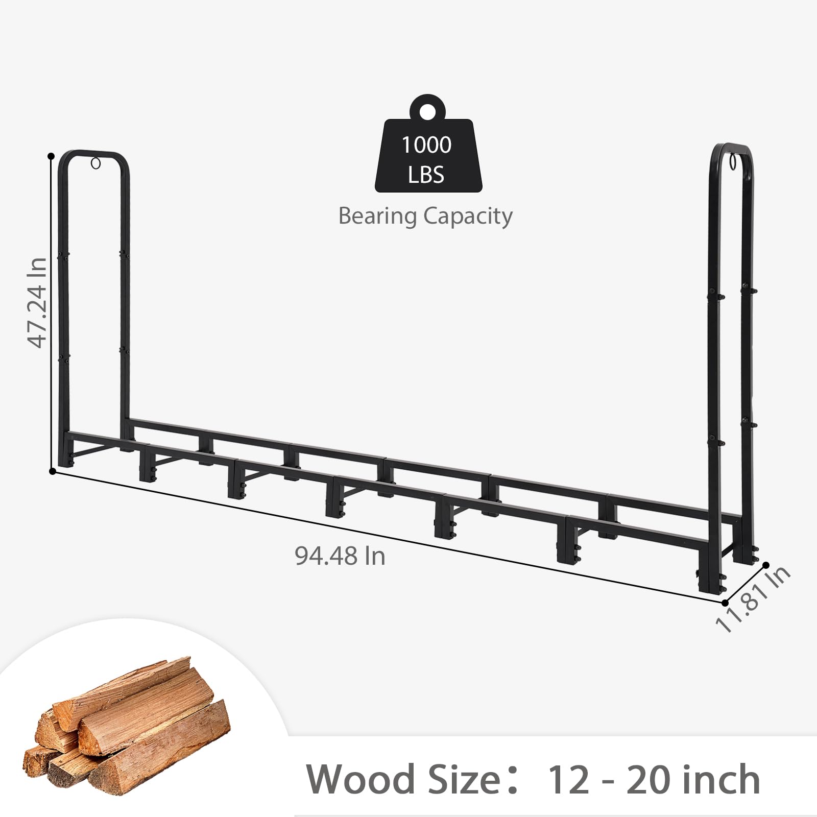 NEOCOZY elevated base showing 4-inch ground clearance for dryer wood