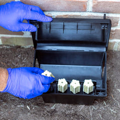 Neogen close-up of side entry points guiding rats and mice into bait station