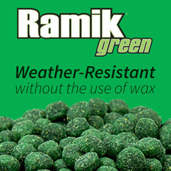Neogen Ramik Green close-up of fish-flavored pellet texture ensures weather-resistant feeding