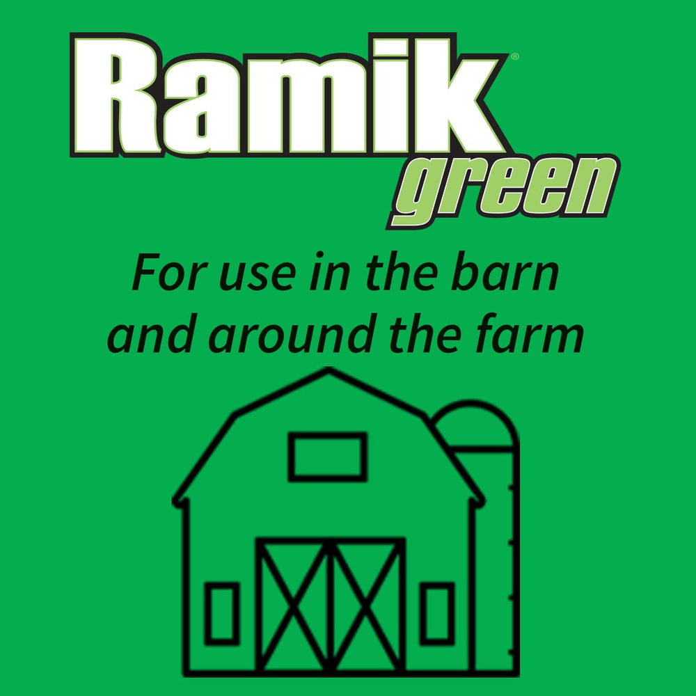 Neogen Ramik Green 20-pound bucket beside common objects illustrating quantity and scale