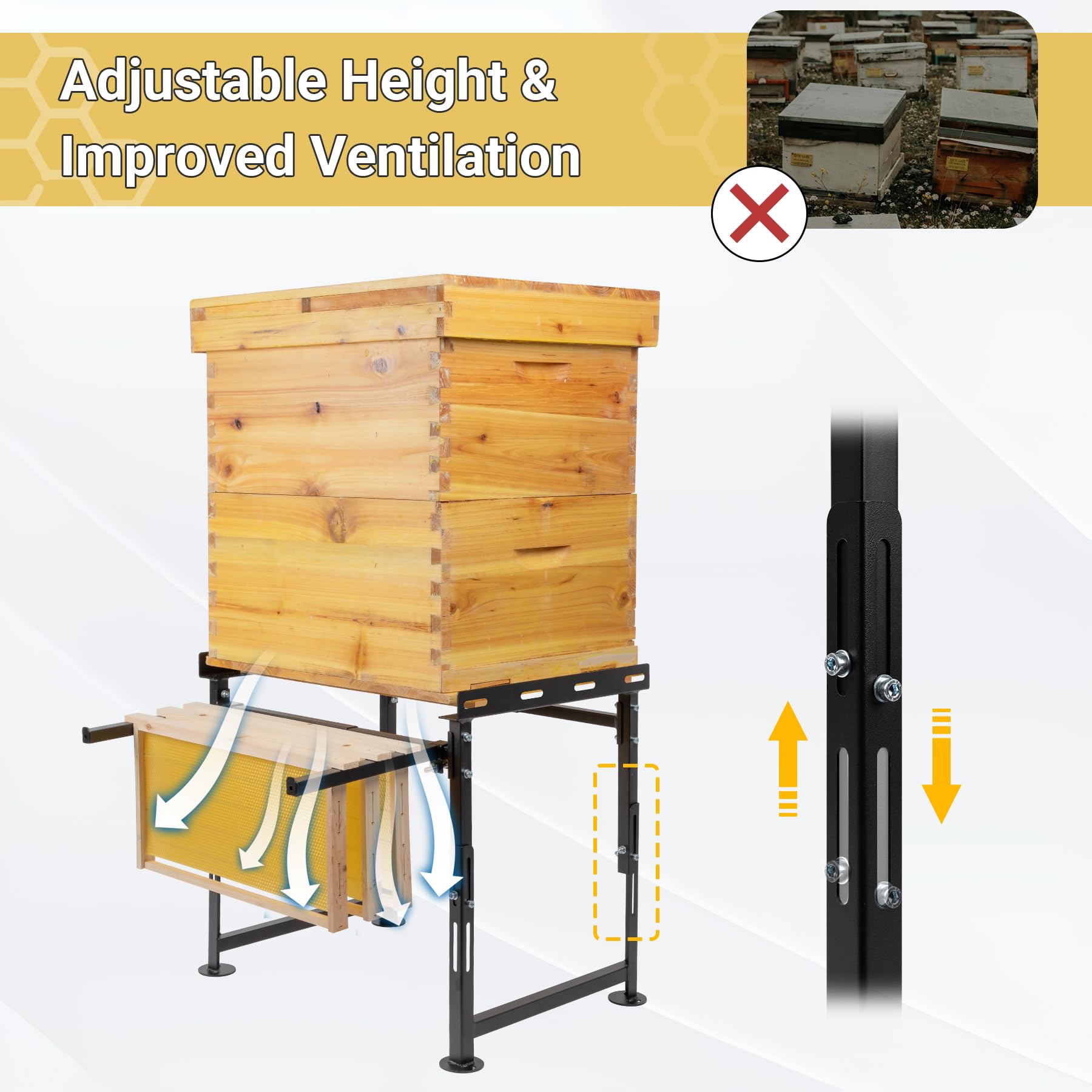 Neorexon detachable hive frame rack holding frames off ground for easy inspection