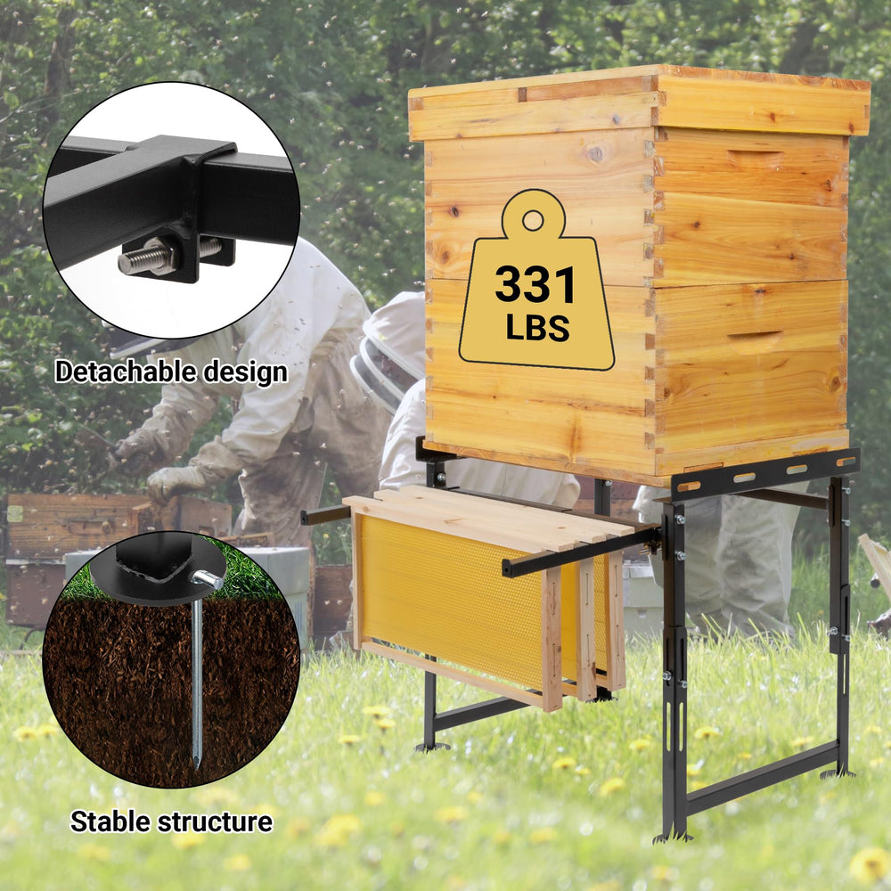Neorexon metal hive stand supporting standard hive boxes for efficient use