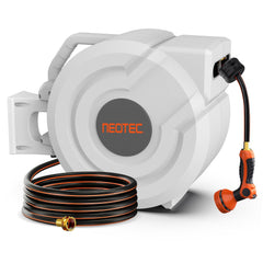 NEOTEC front view of reel showing compact housing and wall mount benefit
