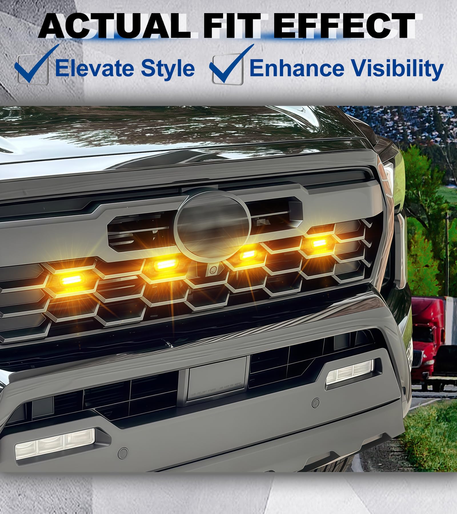 NEOXIST installed on Tacoma front view enhancing visibility and style