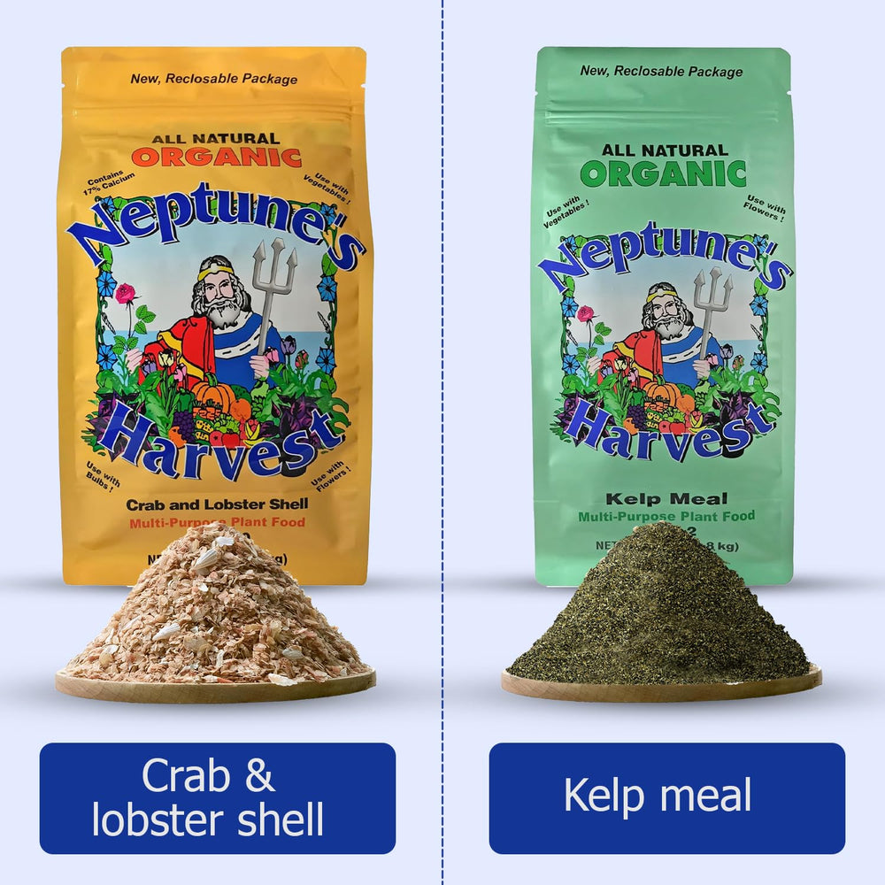 Neptune's Harvest bags side-by-side showing package size and scale
